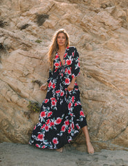 Robe longue kimono à fleurs Kaydence - VENTE FINALE