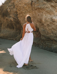 Robe longue dos nu à découpes Cailey - Blanche