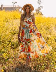 Robe longue à volants en crochet Baja California - VENTE FINALE 