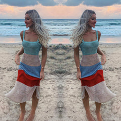 Robe longue Pretty Sweet Colorblock en crochet - VENTE FINALE 