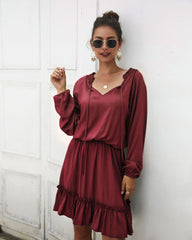 Robe midi en satin Lena - Marsala 