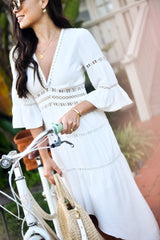 Robe midi boutonnée en dentelle à cœur lourd