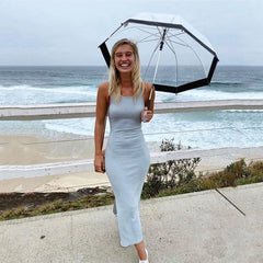 Robe midi moulante à col carré Kaye - Bleue - VENTE FINALE 