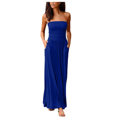Robe longue bustier en jersey Olation - Bleu marine 