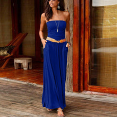 Robe longue bustier en jersey Olation - Bleu marine 