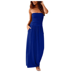 Robe longue bustier en jersey Olation - Bleu marine 