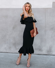 Robe midi à volants Havana - Noire