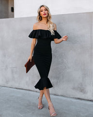 Robe midi à volants Havana - Noire