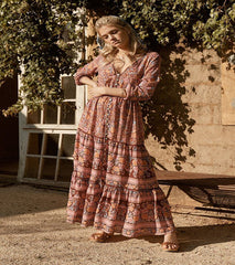 Robe midi à volants en coton imprimé Dougherty 