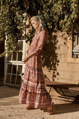 Robe midi à volants en coton imprimé Dougherty 