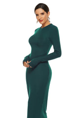 Robe midi en maille à manches longues Kenji - Gris anthracite - VENTE FINALE 