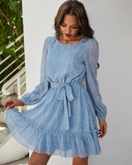 Robe midi à nouer en corde et imprimé floral « Rien que du ciel bleu » 