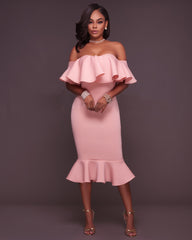 Robe midi à volants Havana - Mauve vintage - VENTE FINALE