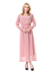 Robe midi plissée romantique et pleine d'espoir - Corail clair 