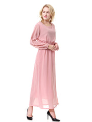 Robe midi plissée romantique et pleine d'espoir - Corail clair 