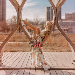 Robe longue Willa à volants en dentelle florale 