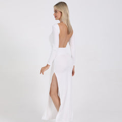 Robe midi Poise en coton blanc à dos ouvert - Vente finale 