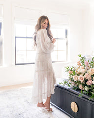 Robe maxi asymétrique à volants Azalea Floral 