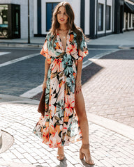 Robe kimono midi à fleurs Janika 