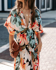 Robe kimono midi à fleurs Janika 