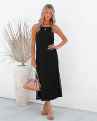 Robe midi Esplanade en crochet - Noire - VENTE FINALE 
