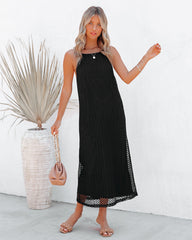 Robe midi Esplanade en crochet - Noire - VENTE FINALE 