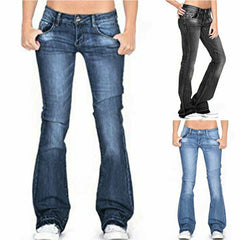 KittenAlarm - Jeans skinny évasés pour femmes, pantalon en denim tendance, coupe bootcut, pattes d'éléphant, pantalon stretch, jeans pour femmes, jeans taille basse