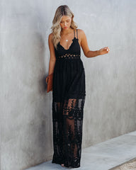 Robe longue en dentelle Invite Tranquility - Noire - VENTE FINALE 