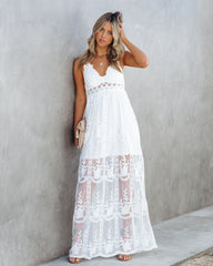 Robe longue en dentelle Invite Tranquility - Ivoire - VENTE FINALE 