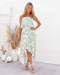 Robe midi asymétrique à fleurs Maeve 