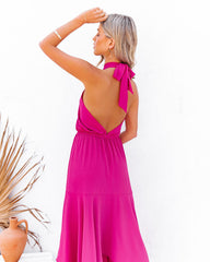 Robe midi dos nu Marisol à découpes - Fuchsia 