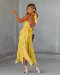 Robe midi dos nu Marisol à découpes - Jaune soleil