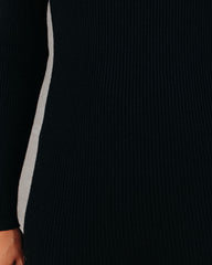 Robe midi en maille à col montant Newtown - Noire 