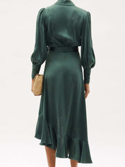 Robe midi portefeuille en maille Paloma - Olive 