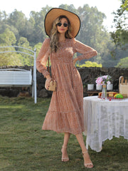 Robe midi à volants fleuris Devyn 