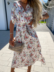 Robe longue bohème en mousseline à fleurs Franky 