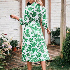 Robe longue bohème Sedra à motif cachemire - Vert 