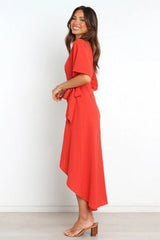 Robe midi portefeuille Bold Move - Rouge 