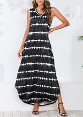 Robe longue Powell rayée ajustable - Noire 