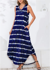 Robe longue Powell rayée ajustable - Bleu marine 