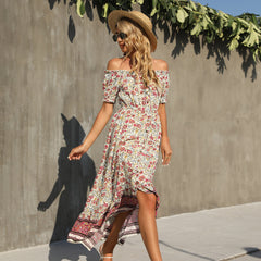 Robe midi Forster à épaules dénudées et smocks 