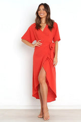 Robe midi portefeuille Bold Move - Rouge 