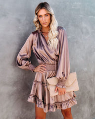 Robe midi en satin Lena - Champagne 