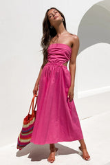 Robe longue bustier en satin rose Head Over Heels 