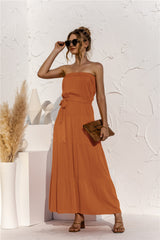 Robe longue bustier à volants effet cascade - Jaune doré 