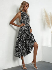 Robe maxi asymétrique à fleurs et poches Brystol