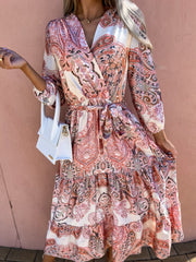 Robe midi imprimée à volants Katerina - VENTE FINALE 