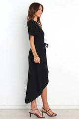 Robe midi portefeuille Bold Move - Noire 