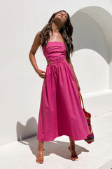 Robe longue bustier en satin rose Head Over Heels 