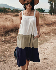 Robe midi à volants en coton colorblock Rexy 